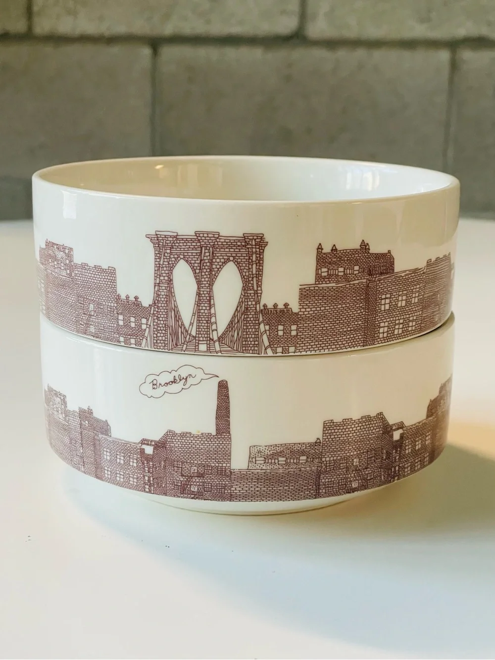 Set of Two Fishs Eddy Brooklyn Cereal Bowls, Discontinued Item